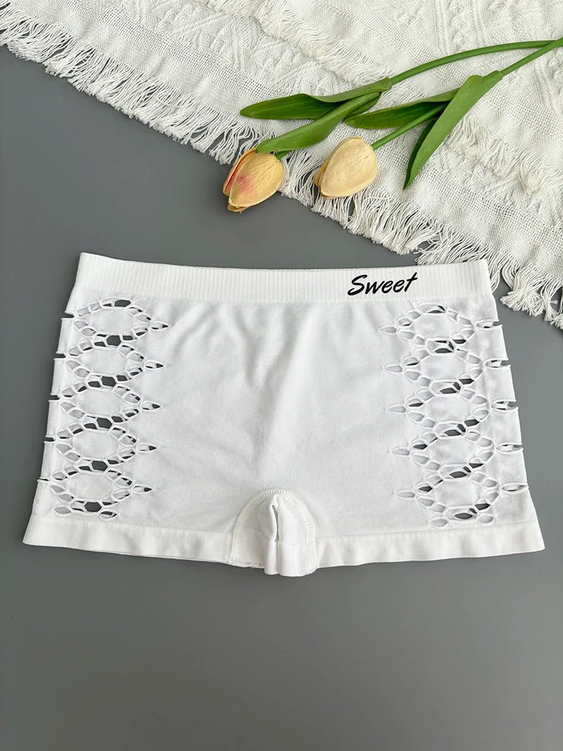 Calzoncillos deportivos sin costuras, falda, bragas sin costuras, pantalones cortos debajo de la falda, bragas Boxer caladas de malla lateral Sexy, bragas de seguridad - lobbol