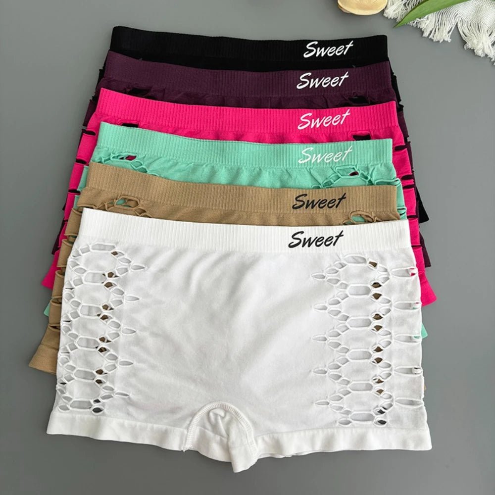 Calzoncillos deportivos sin costuras, falda, bragas sin costuras, pantalones cortos debajo de la falda, bragas Boxer caladas de malla lateral Sexy, bragas de seguridad - lobbol