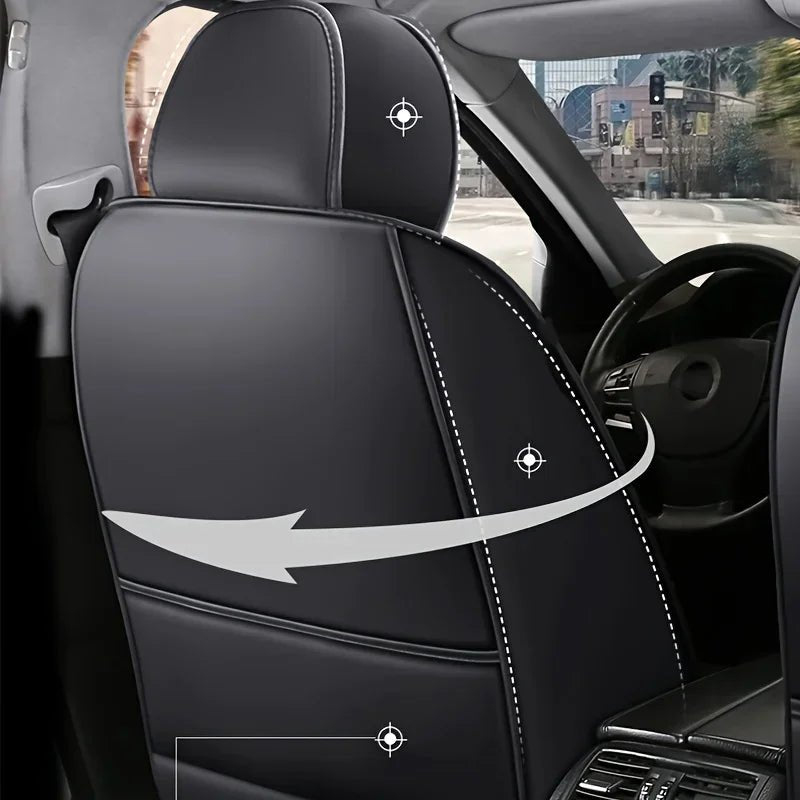 Cojín para asiento de coche envolvente completo, funda de asiento de cuero universal para todas las estaciones, resistente al desgaste, resistente a la suciedad y transpirable - lobbol