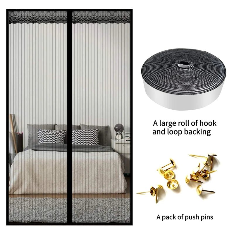 Cortinas antimosquitos para verano, malla magnética con cierre automático para puerta, cortina de cocina - lobbol