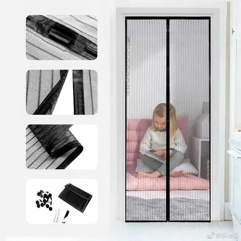 Cortinas antimosquitos para verano, malla magnética con cierre automático para puerta, cortina de cocina - lobbol