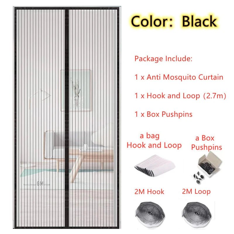 Cortinas antimosquitos para verano, malla magnética con cierre automático para puerta, cortina de cocina - lobbol