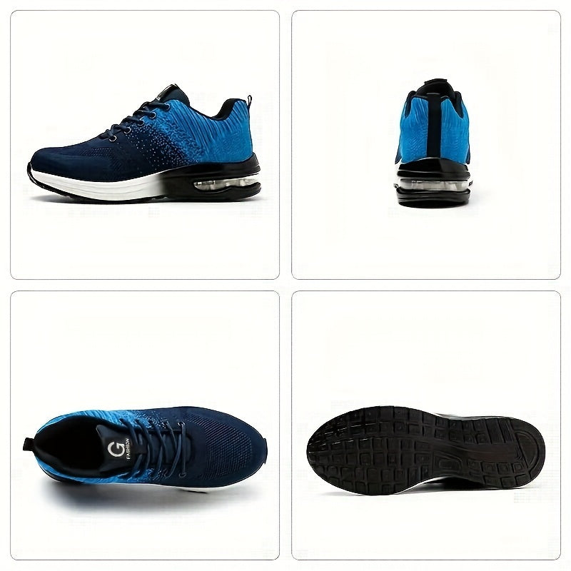 Air Cushion Safety Shoes: Steel Toe, Shock-Resistant, Puncture Proof, Work Shoes for Men - Spring Season, Knit Fabric, No Print