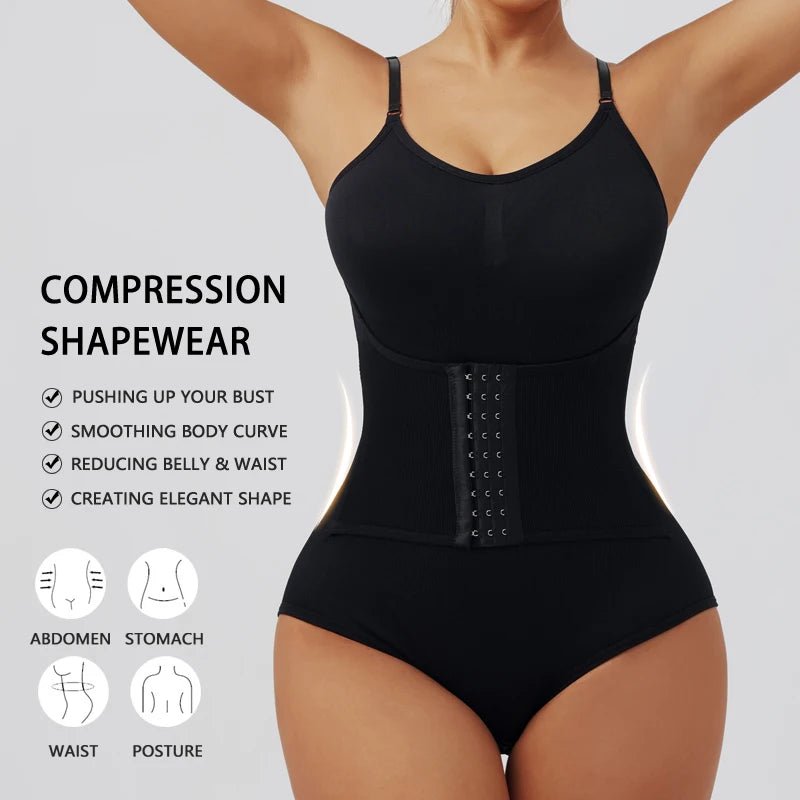 Entrenador de cintura Sexy con ganchos para mujer, ropa moldeadora sin costuras, adelgazante, levantador de glúteos, mono con entrepierna abierta, ropa interior elástica alta - lobbol