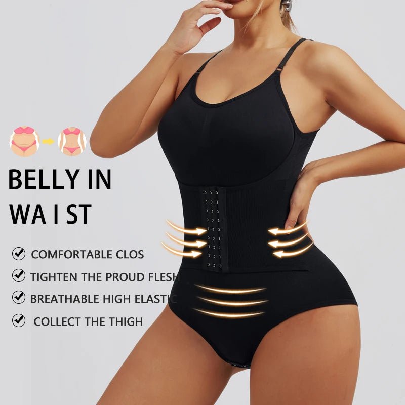 Entrenador de cintura Sexy con ganchos para mujer, ropa moldeadora sin costuras, adelgazante, levantador de glúteos, mono con entrepierna abierta, ropa interior elástica alta - lobbol