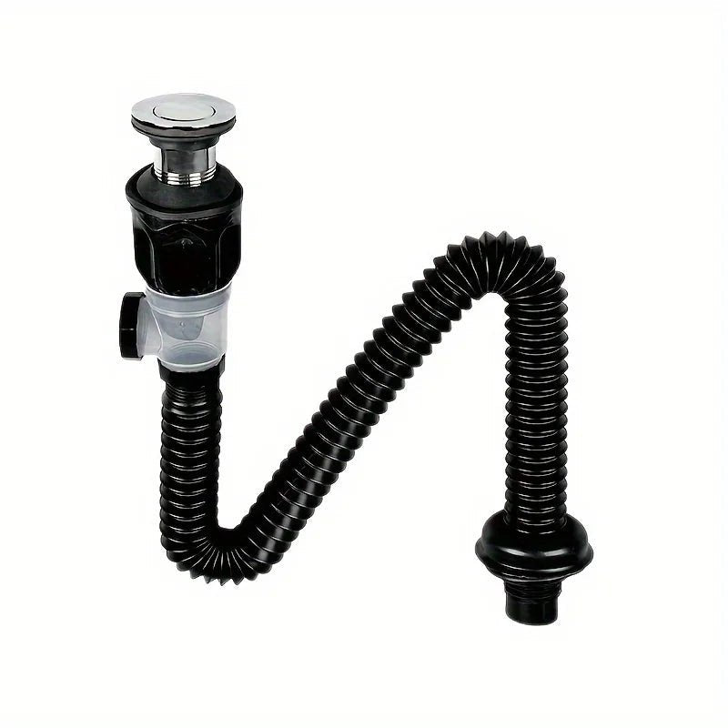 Kit de drenaje para lavabo de baño, tubo de drenaje para lavabo tipo P de metal, adecuado para orificios de drenaje de 1 - 1/4 pulgadas y 1 - 1/2 pulgadas - lobbol