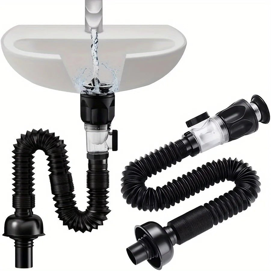 Kit de drenaje para lavabo de baño, tubo de drenaje para lavabo tipo P de metal, adecuado para orificios de drenaje de 1 - 1/4 pulgadas y 1 - 1/2 pulgadas - lobbol