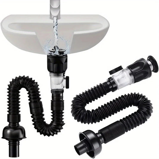 Kit de drenaje para lavabo de baño, tubo de drenaje para lavabo tipo P de metal, adecuado para orificios de drenaje de 1 - 1/4 pulgadas y 1 - 1/2 pulgadas - lobbol