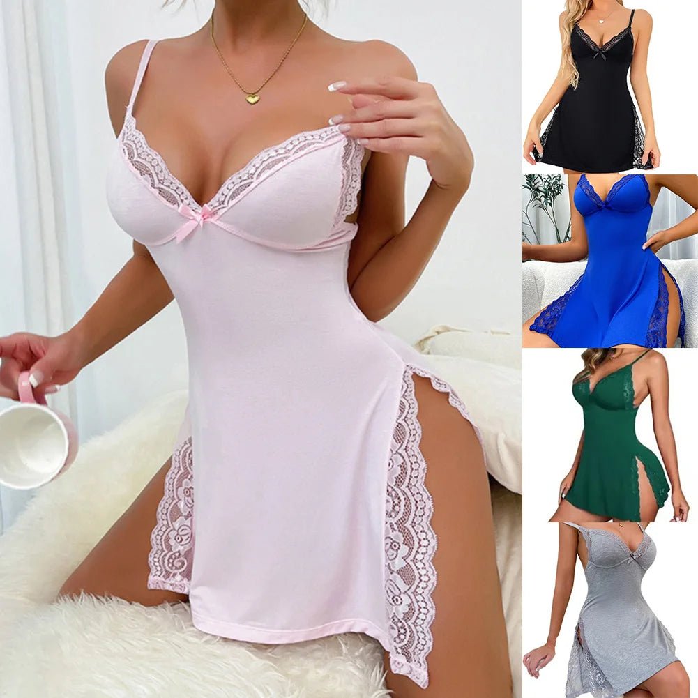 Lencería Sexy a la moda para mujer con perspectiva, pijamas eróticos, minivestido antideslizante, vestidos con cuello Halter, camisón suave para dormir, ropa de casa 2025 - lobbol