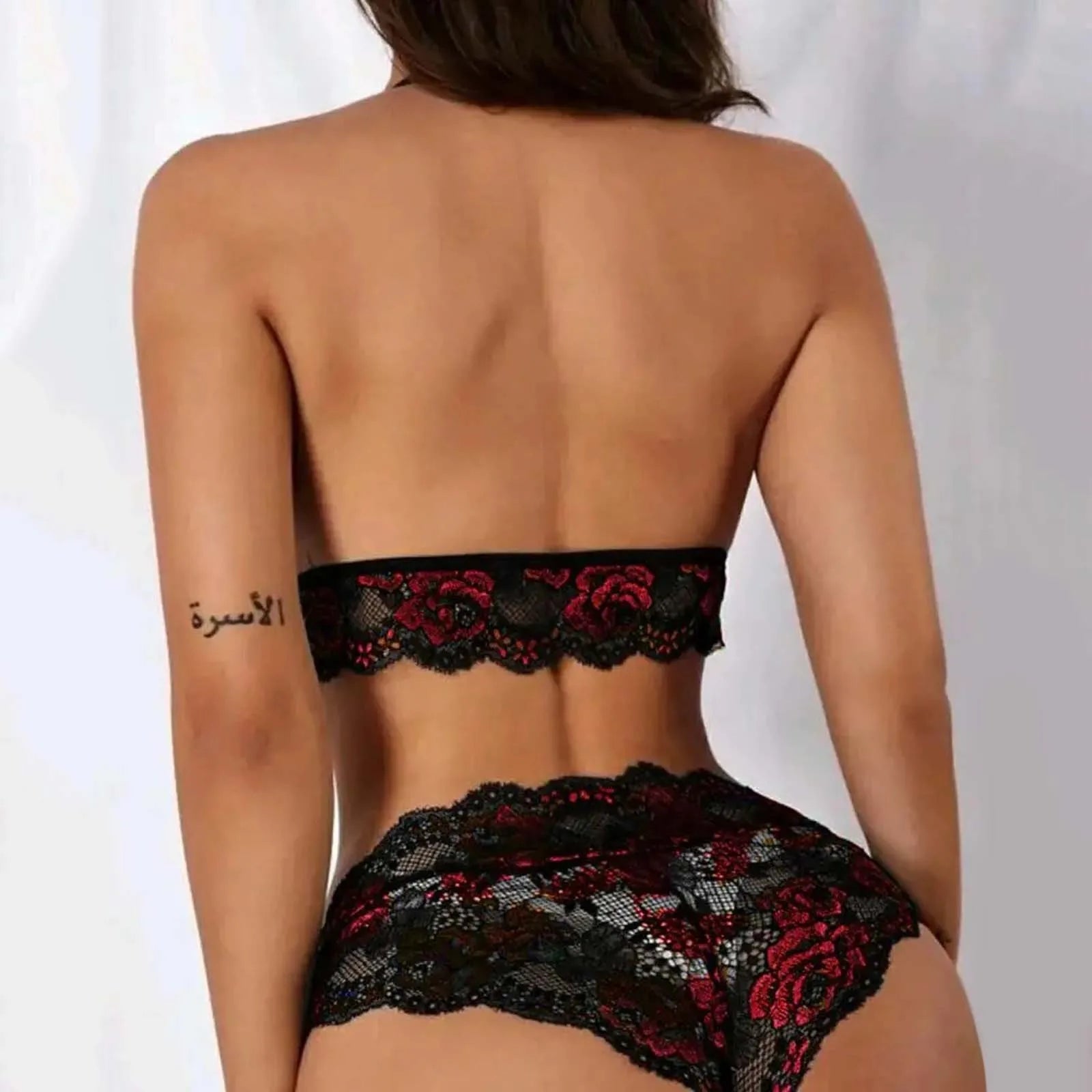 Lencería Sexy para mujer, Ropa interior de dos piezas de encaje de tres puntos con pecho grande, conjunto de sujetador porno de lujo Floral con lazo, Ropa Porno - lobbol