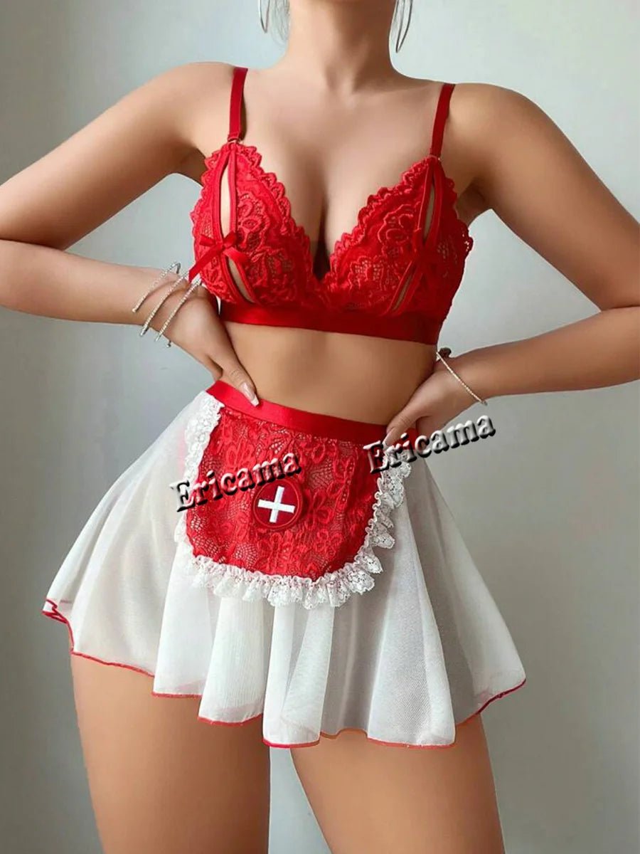 Lencería Sexy para mujer, ropa interior transparente de encaje, conjuntos de bragas con bordado de hadas, Kit de sujetador delicado, conjuntos de Breves de realce, sujetadores eróticos finos - lobbol