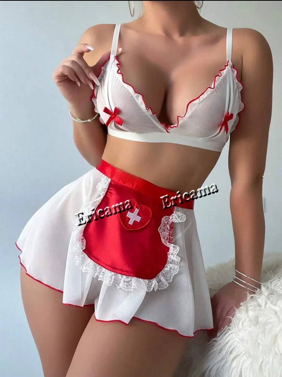 Lencería Sexy para mujer, ropa interior transparente de encaje, conjuntos de bragas con bordado de hadas, Kit de sujetador delicado, conjuntos de Breves de realce, sujetadores eróticos finos - lobbol