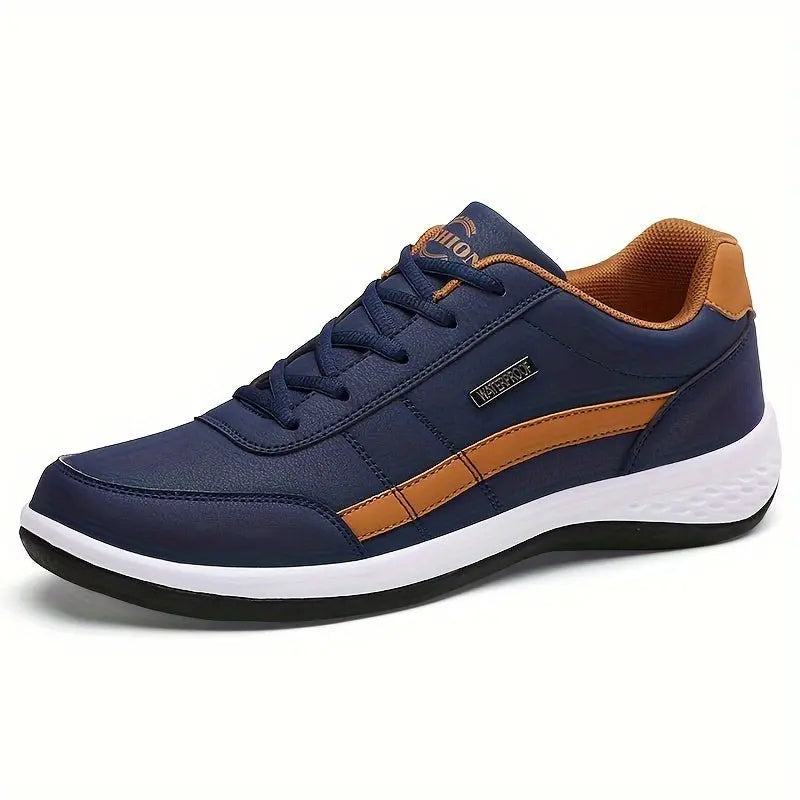 Men's Casual Low Top Lace Up Sneakers, Comfortable Lightweight Skateboard Shoes For All Seasons - lobbol