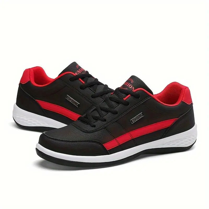 Men's Casual Low Top Lace Up Sneakers, Comfortable Lightweight Skateboard Shoes For All Seasons - lobbol