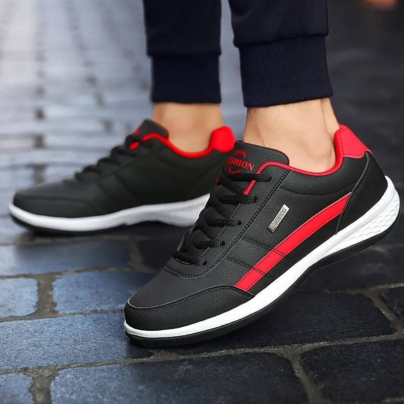 Men's Casual Low Top Lace Up Sneakers, Comfortable Lightweight Skateboard Shoes For All Seasons - lobbol