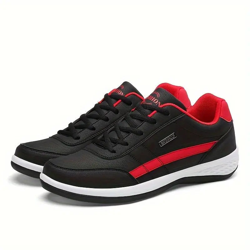 Men's Casual Low Top Lace Up Sneakers, Comfortable Lightweight Skateboard Shoes For All Seasons - lobbol