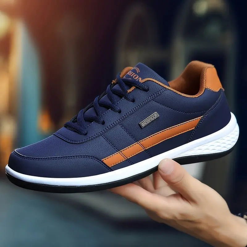Men's Casual Low Top Lace Up Sneakers, Comfortable Lightweight Skateboard Shoes For All Seasons - lobbol