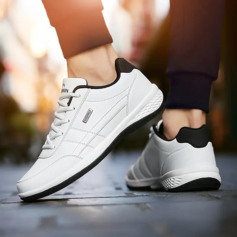 Men's Casual Low Top Lace Up Sneakers, Comfortable Lightweight Skateboard Shoes For All Seasons - lobbol