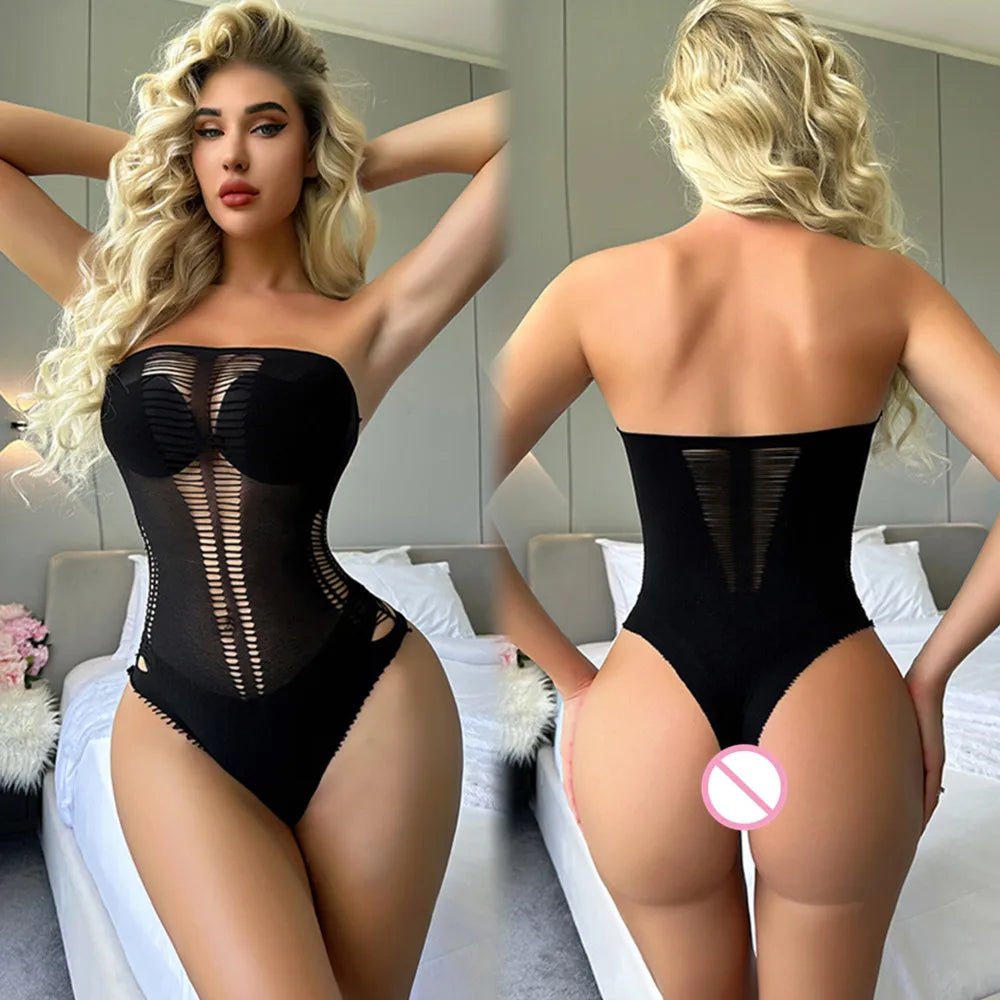 Mono transparente de malla transparente para mujer, traje de cuerpo de red de pesca, Sexy, Delgado, erótico, Club nocturno, nueva moda - lobbol