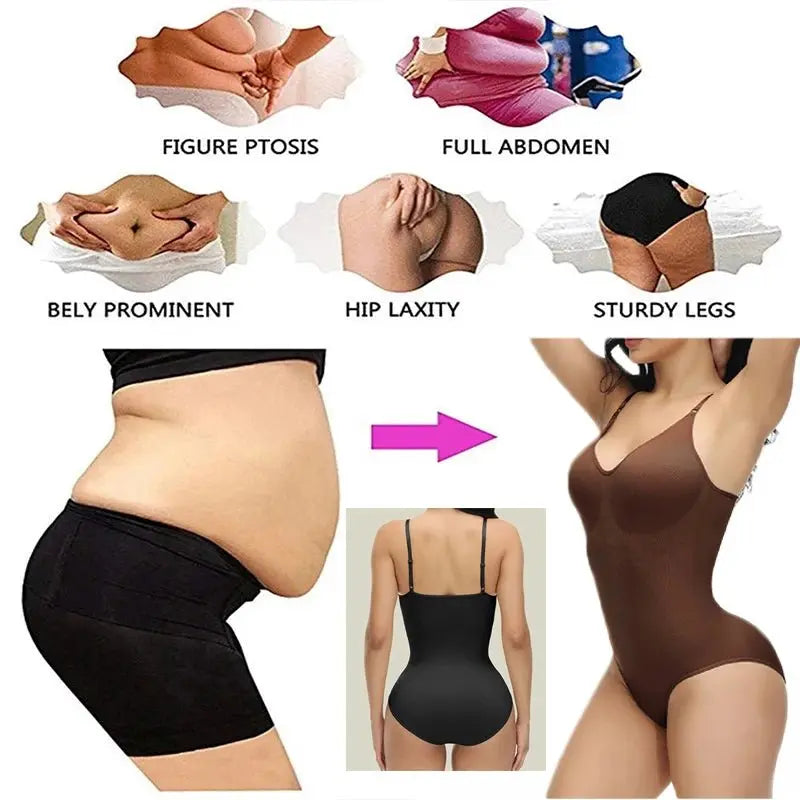 Nuevos monos con tirantes finos y cuello en V para mujer, trajes de cuerpo acolchados, ropa moldeadora de entrepierna abierta, moldeador de cuerpo adelgazante, mono liso - lobbol
