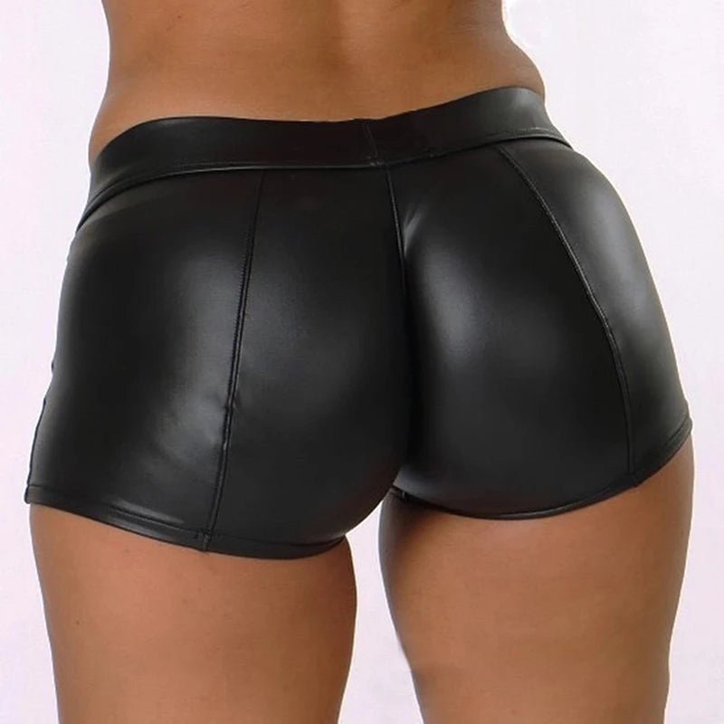 Pantalones cortos de piel sintética para mujer, Shorts elásticos brillantes de cintura alta, ajustados, para discoteca y baile, 2024 - lobbol