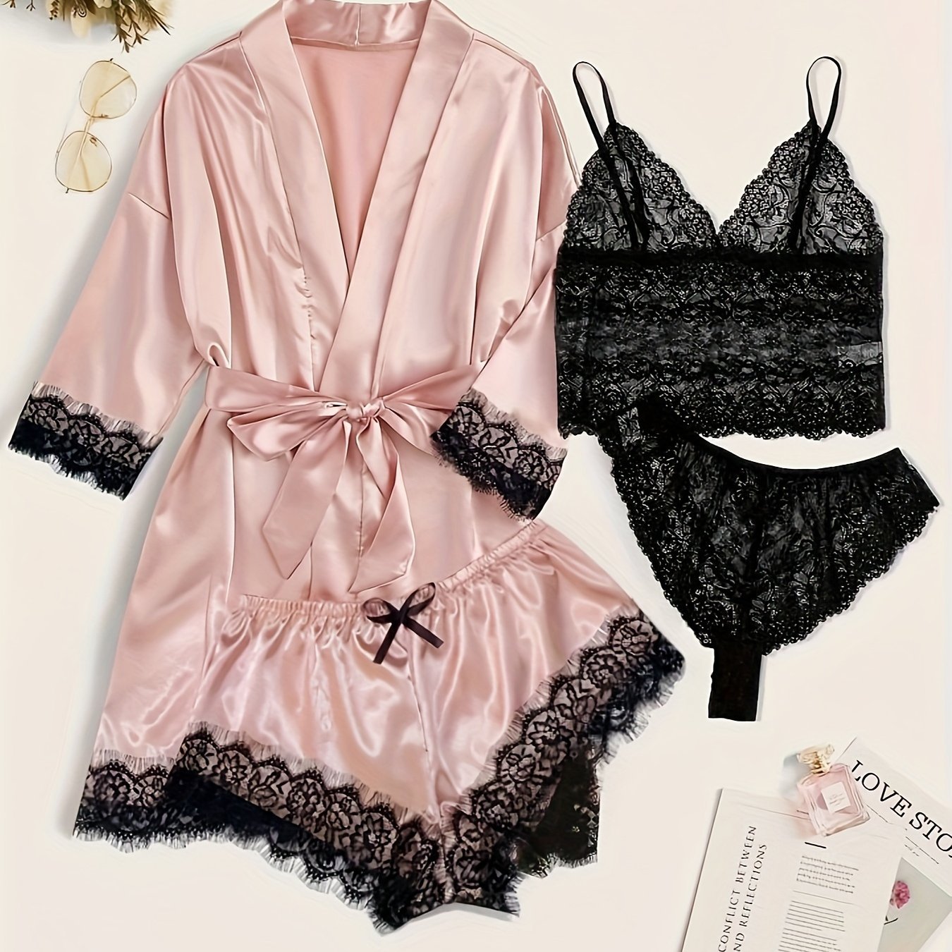 Pijama set con Camisola, bragas y pantalones cortos elásticos - lobbol