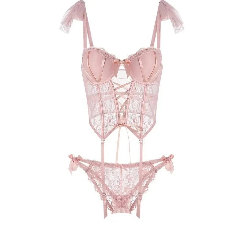 Pijama Sexy para mujer, lencería emocional, ropa interior, pecho pequeño, Bralette, corpiño, conjuntos de bragas femeninas - lobbol