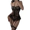 Sexy Lingerie Womens Transparent Steel Brace Gathering Sling Lace Backless Perspective Nightdress Temptation Suit - lobbol
