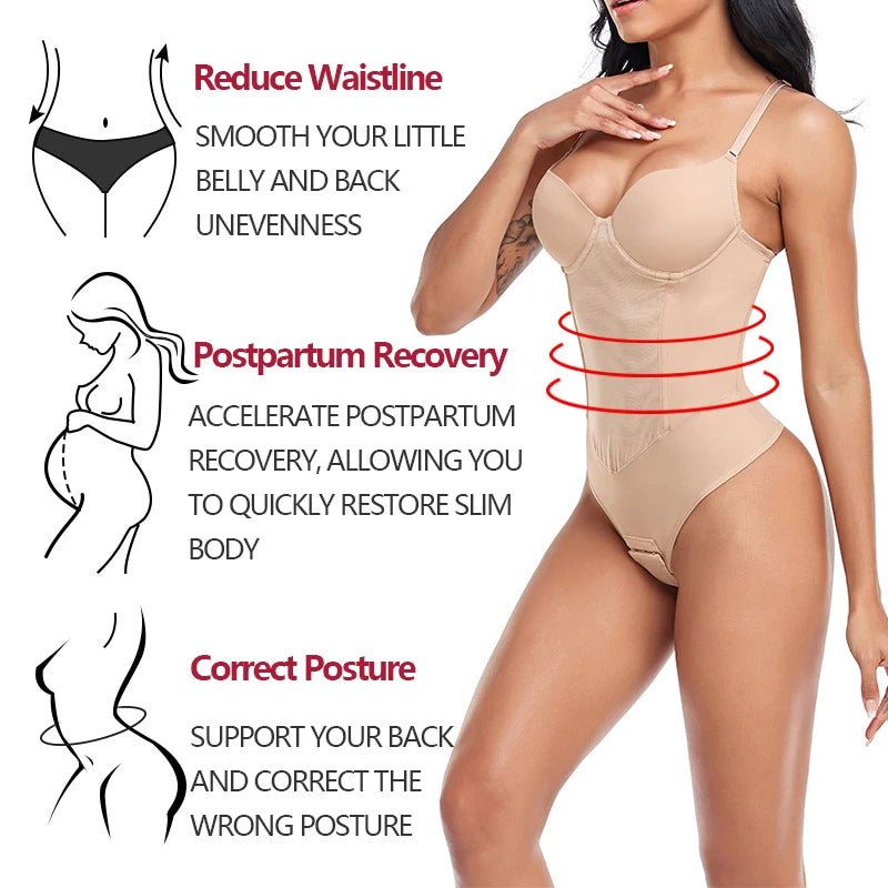 Tangas Body Shapewear mujeres prenda modeladora de cuerpo completo entrenador de cintura huesos de acero Control de barriga ropa interior vientre plano corsé debajo del busto - lobbol