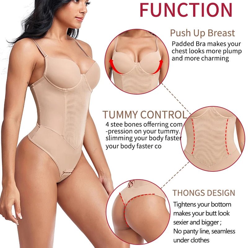 Tangas Body Shapewear mujeres prenda modeladora de cuerpo completo entrenador de cintura huesos de acero Control de barriga ropa interior vientre plano corsé debajo del busto - lobbol