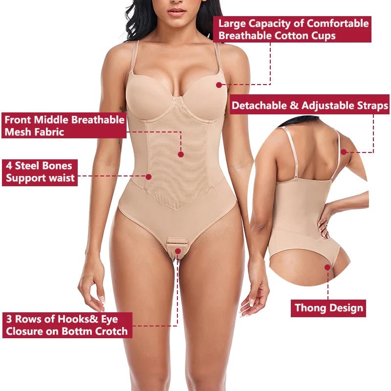 Tangas Body Shapewear mujeres prenda modeladora de cuerpo completo entrenador de cintura huesos de acero Control de barriga ropa interior vientre plano corsé debajo del busto - lobbol