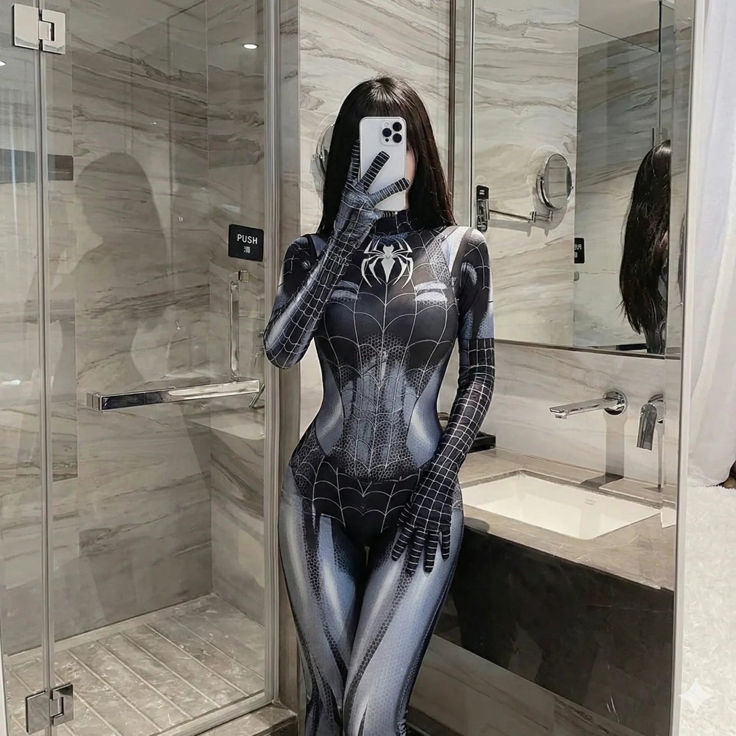 Traje de Cosplay de Venom Spider - Man con Máscara de Murciélago, Traje Zentai de Spandex de Superhéroe para Mujeres y Hombres, Disfraz para Halloween, Carnaval y Fiestas - lobbol