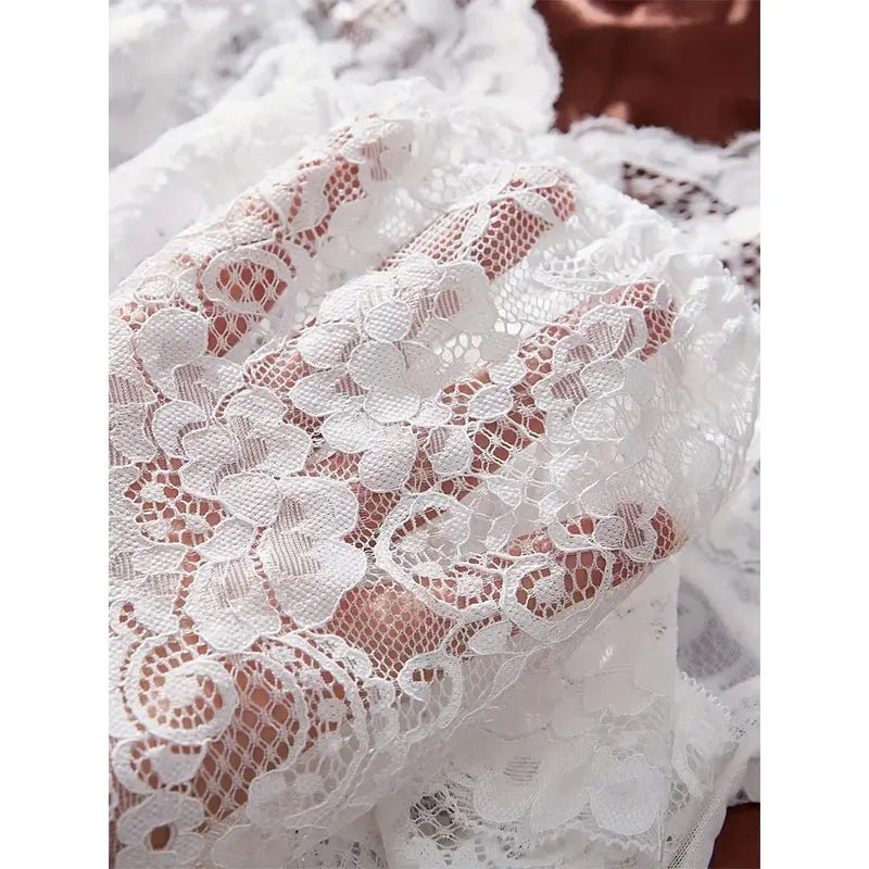 Un conjunto de camisón de tul Ultra Sexy, sujetador con cuello en V, falda abierta para dormir, vestido erótico de noche para mujer, pijamas transparentes, pantalones de lencería, kit de lujo - lobbol