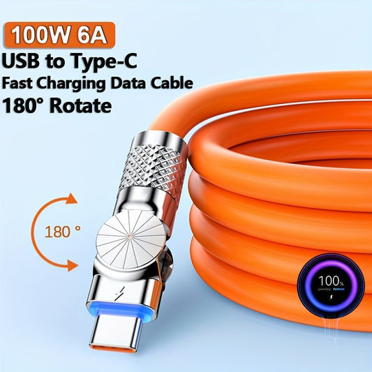 USB To Type C Cable 100W 6A Super Fast Charging Cable For Mobile Phone High Speed USB Charger Cables Data USB C Wire Zinc Alloy Charging Cable For Car USB C Type - C Liquid Silicone Charger Data Cord 1m/1.5m/2m - lobbol